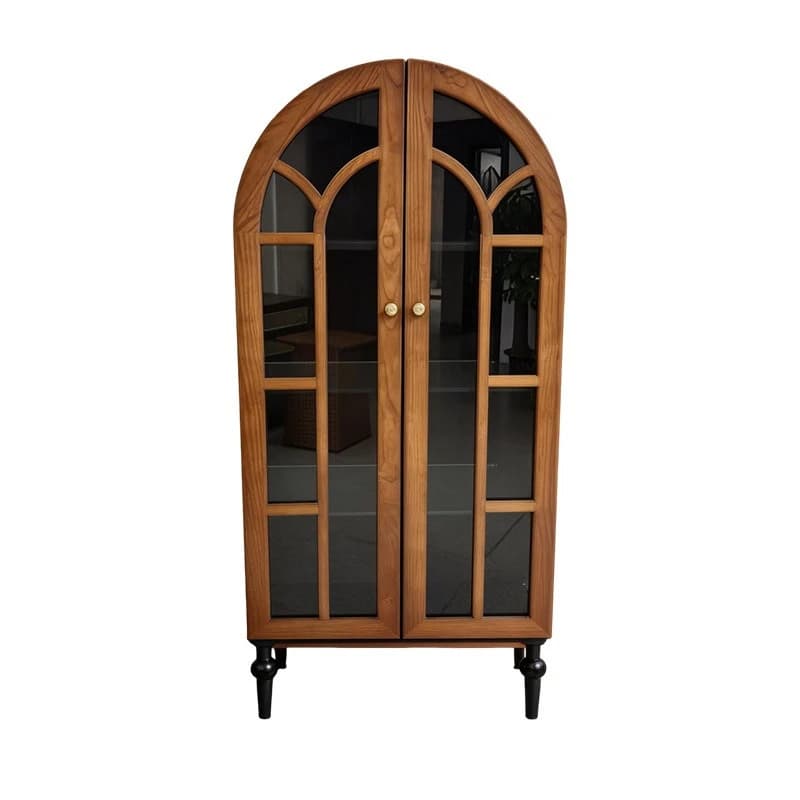 Credenza da pranzo in legno massello in stile medievale, mobiletto portabottiglie casual, credenza multifunzionale in vetro per B&B