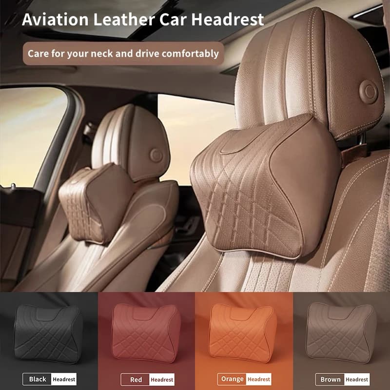 Poggiatesta in pelle per auto Cuscino per poggiatesta per seggiolino auto universale Cuscino di supporto Supporto per poggiatesta in memory foam Accessori per auto