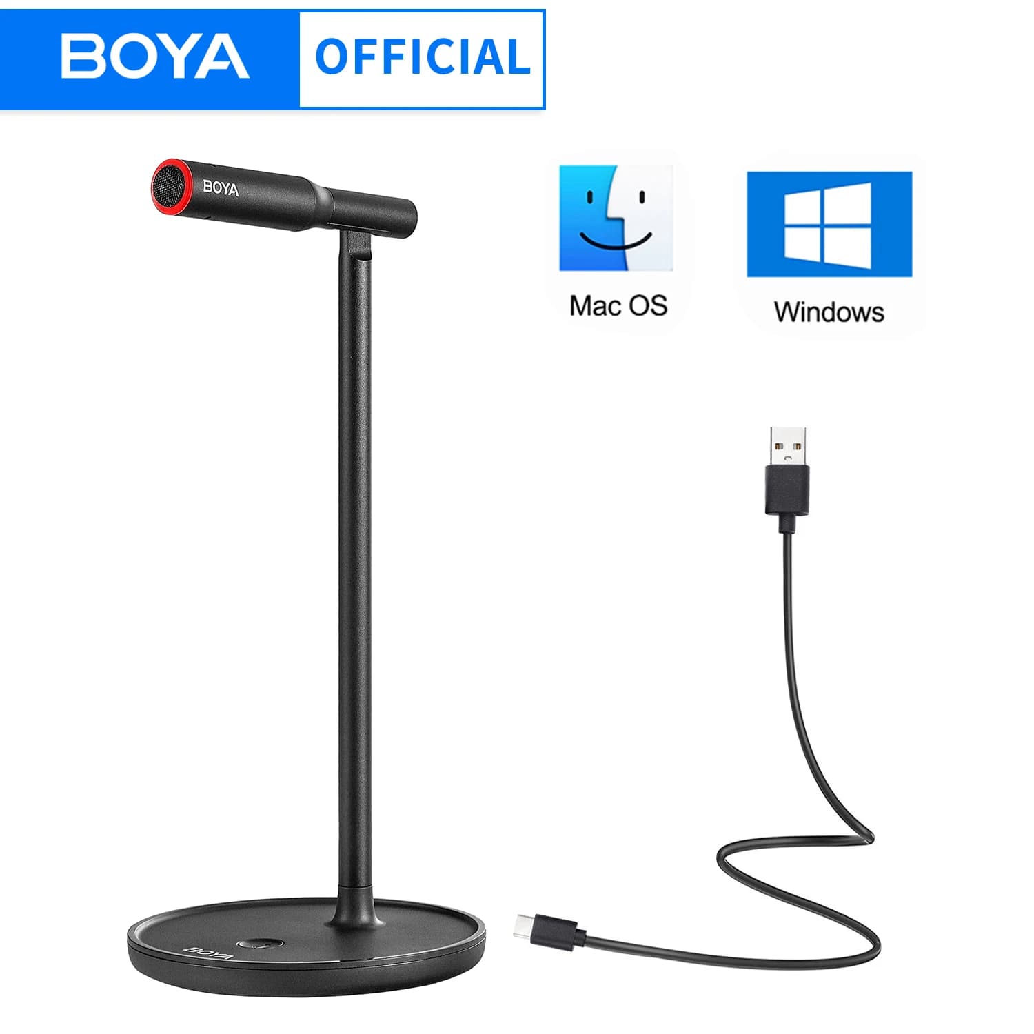 BOYA BY-CM1 Microfono USB da tavolo a condensatore per PC Finestra Mac Laptop YouTube Registrazione Podcast Studio Blogger Streaming Meeting