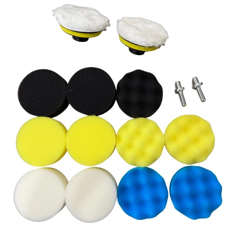 Kit di tamponi in schiuma per lucidatura auto, kit per lucidatrice a schiuma, tampone per lucidatura a cera, adatto per auto e moto.