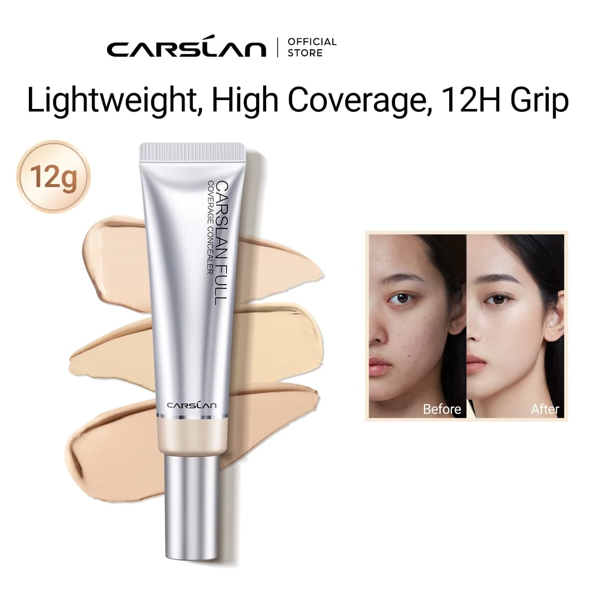CARSLAN Full Coverage Concealer Face High Coverage Moisturizing Long Lasting Concealer For Dark Circles Blemishes Redness
