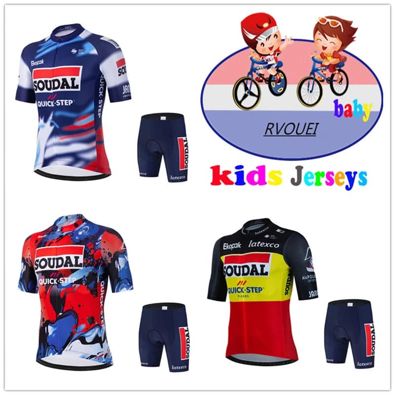 Soudal Quick Step Children's Cycling Knit Set Kids Bike Clothing Breathable Bike Clothing for Kids Fast Drying Maillot Cycling