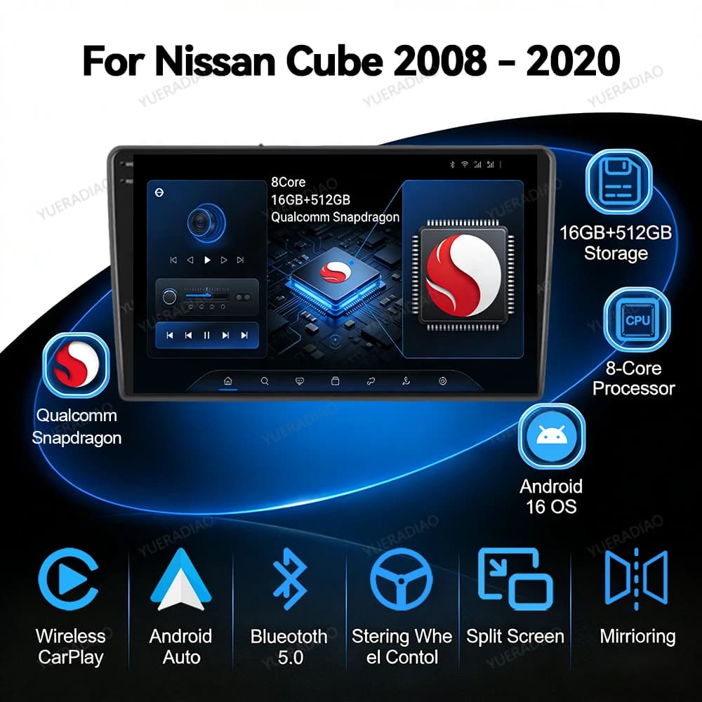Android 17 Car Radio For Nissan Cube 3 Z12 2008 - 2020 GPS NAVI Head Unit Qualcomm Multimedia Stereo Video Player QLED 2DIN BT