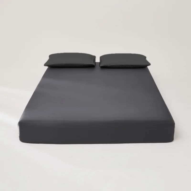 Set di 3 Pezzi: Lenzuolo con Angoli e Federe in Lyocell Effetto Seta, Coprimaterasso Rinfrescante Estivo Nero Grigio per Casa e Hotel, Spedizione Diretta