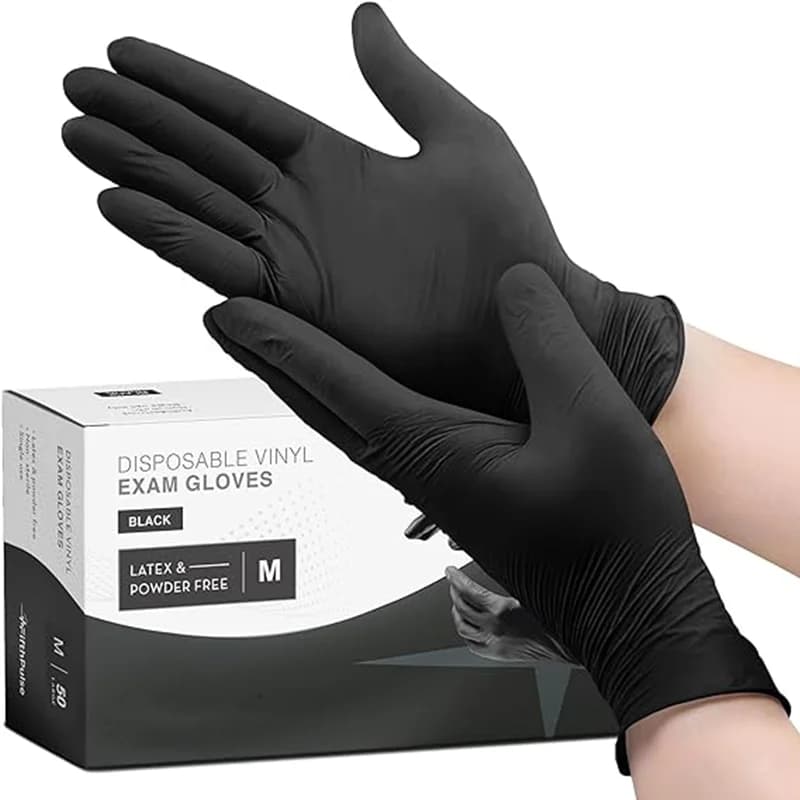 20/50/100 Pezzi Guanti in Nitrile Neri Monouso Spessi e Resistenti per Pulizie Domestiche, Cucina, Tintura Capelli, Tatuaggi