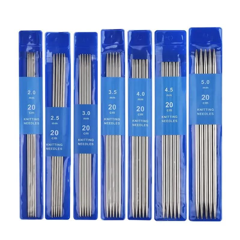 5PCS 20CM Ferri da maglia in acciaio inossidabile Set 2-5MM Aghi da maglia dritti a doppia punta per il progetto di sciarpa maglione lavorato a maglia