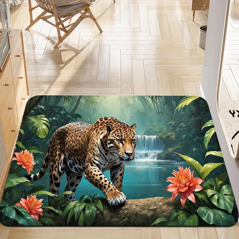 1PC modello leopardo zerbino tappeti da cucina antiscivolo pop art design soggiorno tappeti tappetino da bagno per la casa lavello lavanderia arredamento