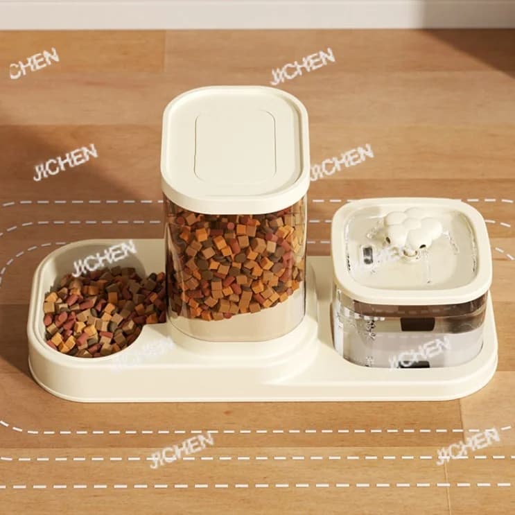 Distributore automatico di acqua e cibo per animali domestici JC, design portatile in plastica per cani e gatti