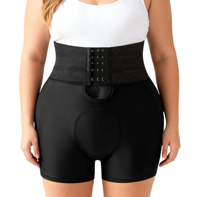 Mutandine per il sollevamento del sedere per il recupero postpartum da donna 4 cuscinetti a vita alta Shapewear 3 ganci Pantaloncini per il potenziamento dell'anca per il controllo della pancia Shaper