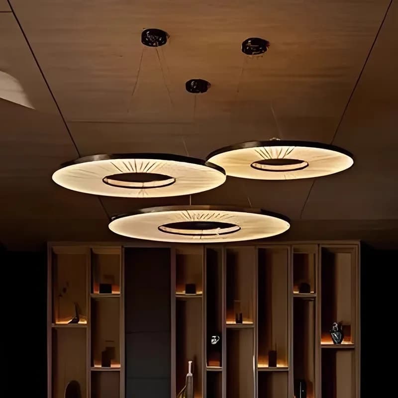 Design moderno Decorazione domestica Lampada a sospensione Anello rotondo in ferro Tessuto Arte Luci a led Soggiorno Sala da pranzo Camera da letto Salone Lampadari