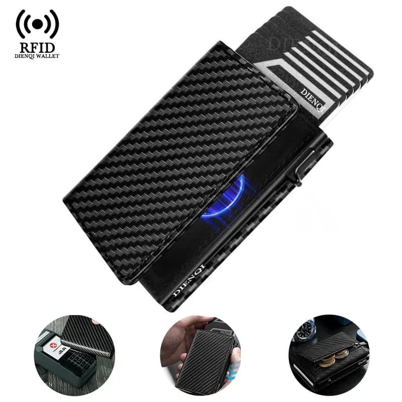 Magnetic Credit Card Holder Mens Pop Up Wallet, RFID Blocking Card Holder Luxury Slim Minimalist Pocket Purse for Work Travel