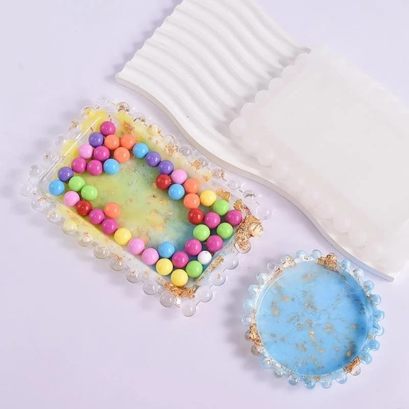 HX6F Fruit Plate Mat Mold Silicone Tea Table Mold Epoxy Resin Casting Molds