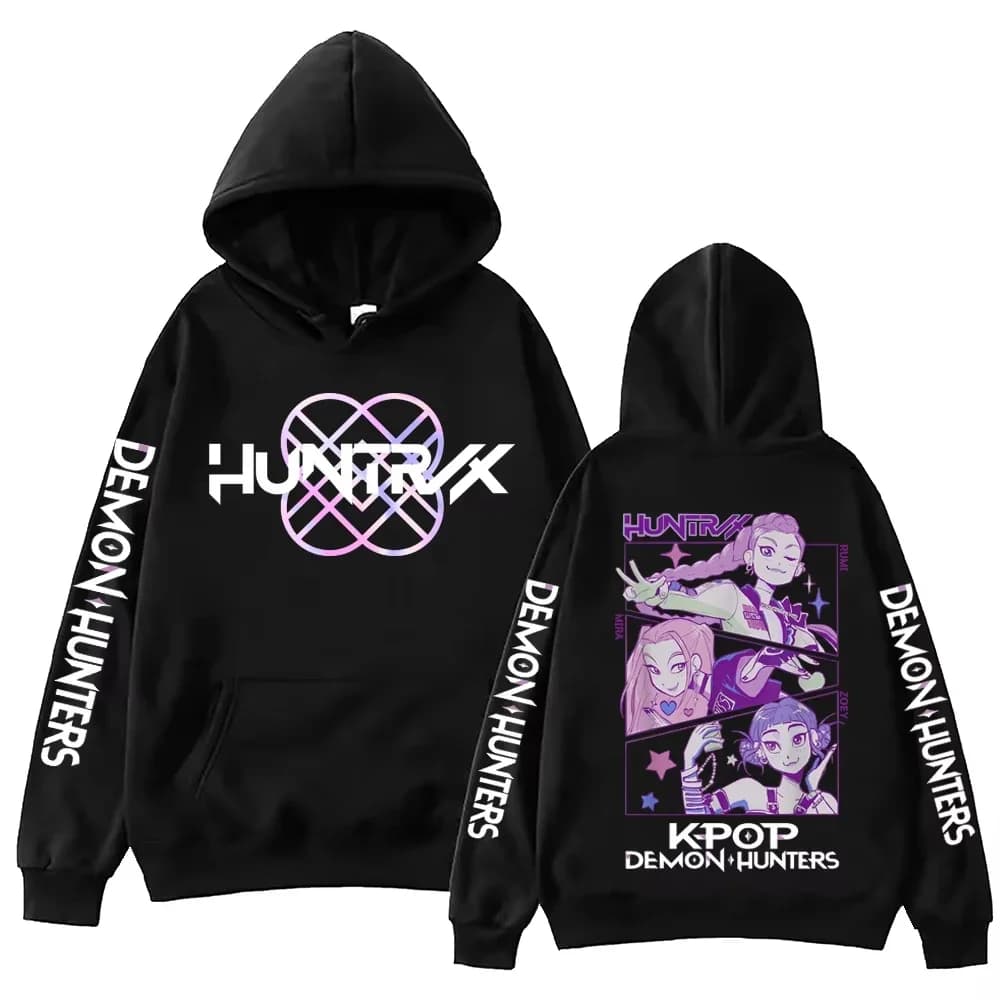 2025 estate Anime K-Pop Demon Hunters Felpa con cappuccio Harajuku Hip Hop Pullover Top Felpa UNISEX Alfabeto abbigliamento sportivo Tendenze della moda