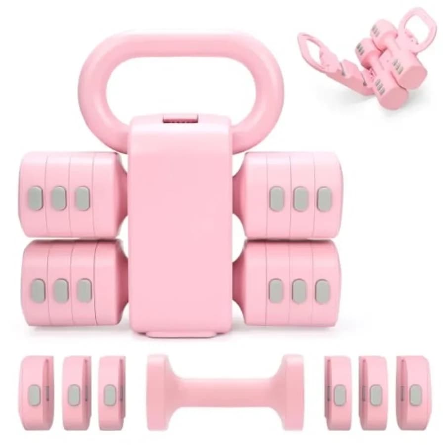 Set di Kettlebell e Manubri Convertibili 2-in-1 Regolabili, Set di Pesi Liberi 4 in 1, 2 Pezzi da 2.2, 3.3, 4.4, 5.5 libbre con Cambio Rapido