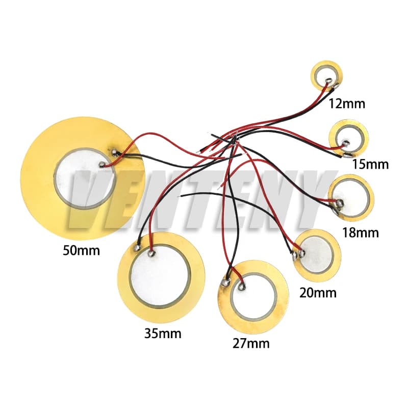 5/10/20 pz Dischi Ceramici Piezoelettrici 12MM 15MM 20MM 27MM 35MM 50MM Elementi Cicalino Piezoelettrico con Fili per Progetti Audio Fai-da-te