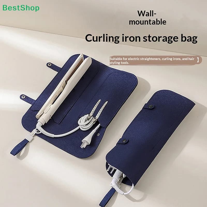 Heat-resistant object holder for iron hair curler - Wall mounted travel case for hair plates and styling tools