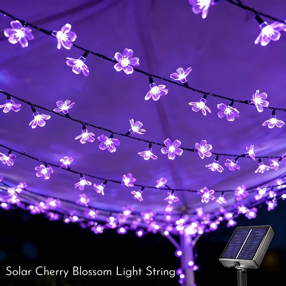 Luci LED Solari a Forma di Fiori di Ciliegio e Pesco, Ghirlande da 5/7/12M per Decorazioni da Giardino, Matrimoni e Feste