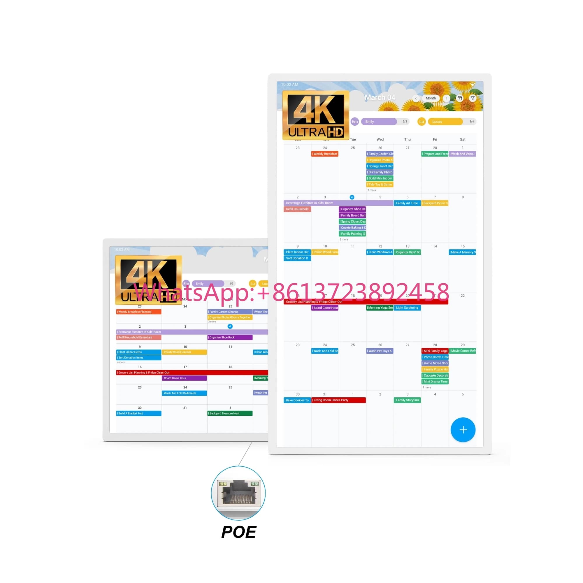 Cornice digitale interattiva da parete da 32 pollici con schermo touch 4K, calendario elettronico intelligente e display per foto per la famiglia