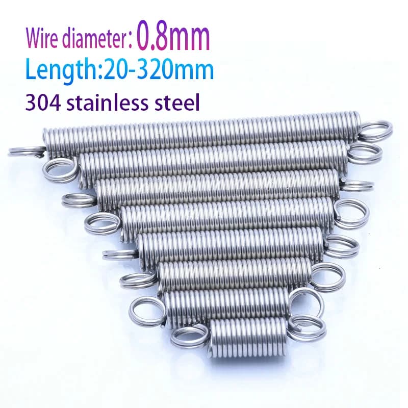 Gancio chiuso a doppio anello con molla in acciaio inossidabile 304 Molla elastica, diametro filo 0,8 mm, diametro esterno 6/7/8/10 mm, lunghezza 20-300 mm
