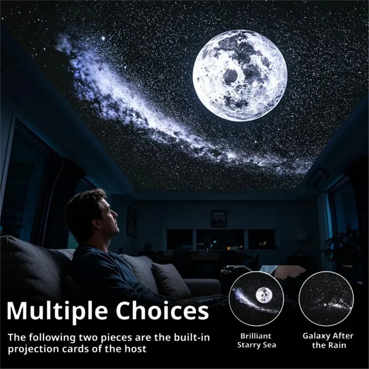 update. Adjustable Focus Galaxy Star Projector Night Light, Wide‑Angle Ultra‑Clear Lens USB Starry Sky Lamp Neck Car Bedroom B