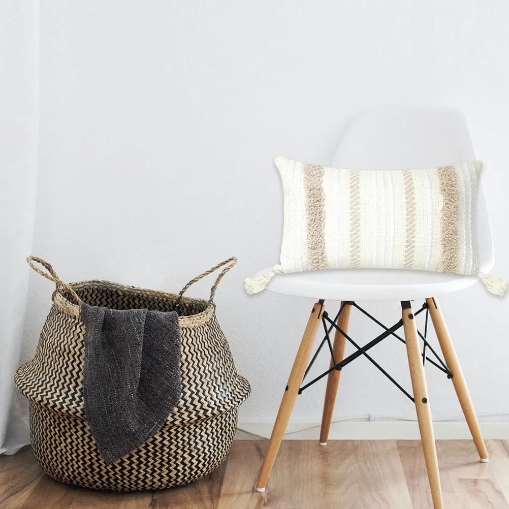 Cotton Tassel Pillow Cover Macrame Woven Pillowcase Simple for Sofa Bedroom Living Room Decor Cotton Pillow Cover