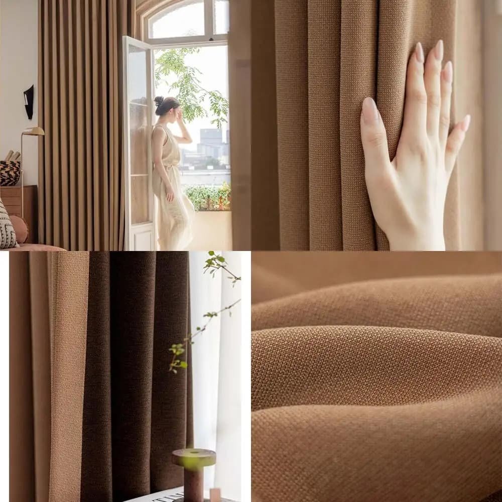 Energy-efficient darkening curtains for thermal insulation, noise reduction and room obscuring