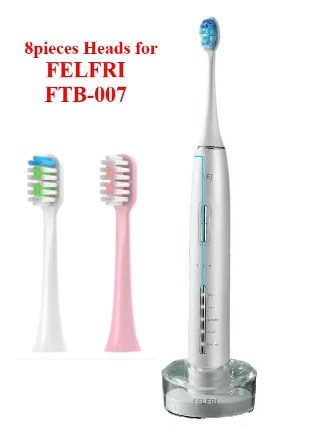 8 pezzi di testine di ricambio per spazzolino elettrico FELFRI FTB-007, testine per FELFRI FTB-007