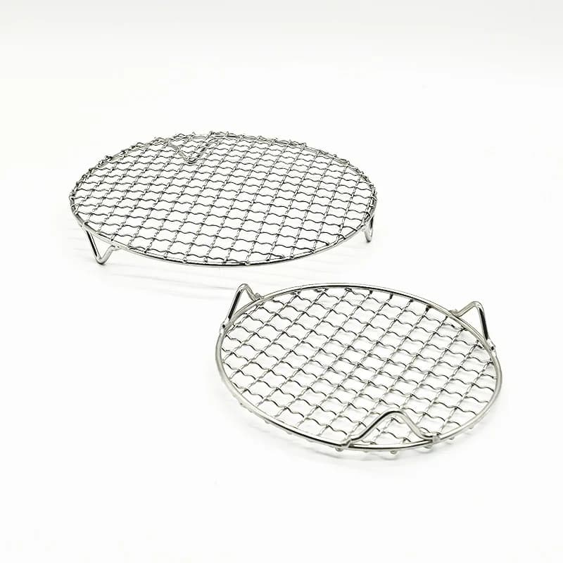 Round Bbq Grill Grate With Feet Stainless Steel Air Fryer Baking Rack Cooking Stand Outdoor Kitchen Tools Heat Resistant