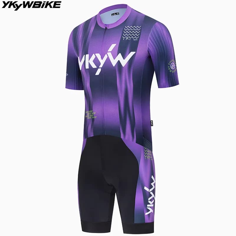 YKYWBIKE Men's Bike Set SPF 50+ Clothing Summer Cycling Clothing Road Bike Shirt Shorts with Braces MTB jersey pants