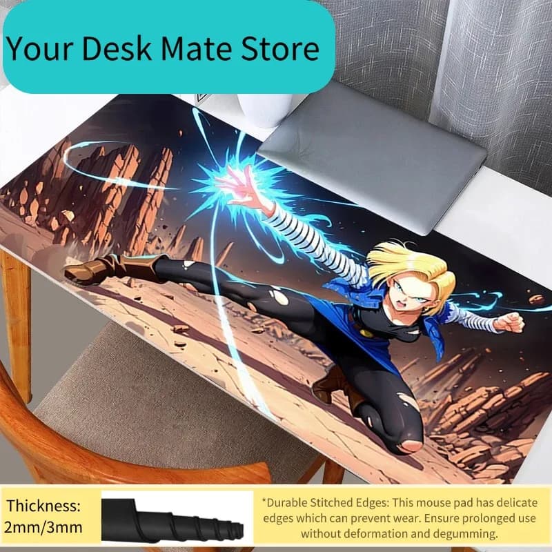 Tappetino per Mouse DBZ Dragon Ball Android 18, Grande Tappeto da Gioco per Tastiera, Tappetino da Scrivania XXL per Computer