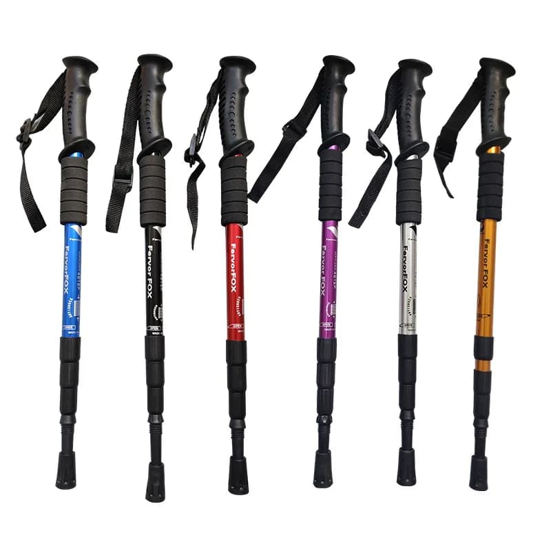 Adjustable Trekking Sticks in 4 Sections, Lightweight and Foldable for Hiking, Climbing, Walking and Camping