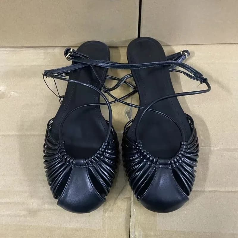 Sandali Romani da Donna, Piatti, Dorati, Traforati, con Cinturino alla Caviglia, Punta Rotonda, Scarpe Estive da Spiaggia e Vacanza, Comode e Leggere per Donna
