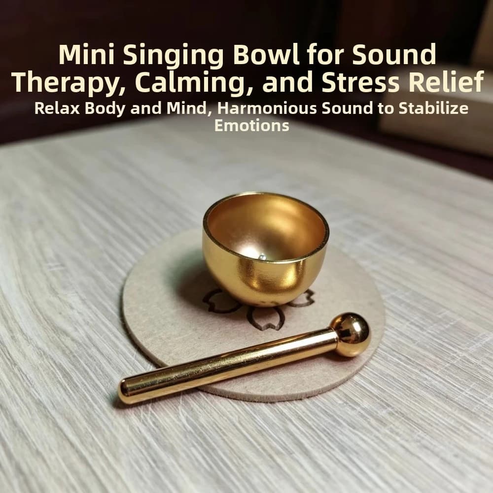 Mini Singing Bowl Set with Mallet and Ball Relaxing Sound Meditation Sound Bowl Brass Handmade Copper Chant Bowl