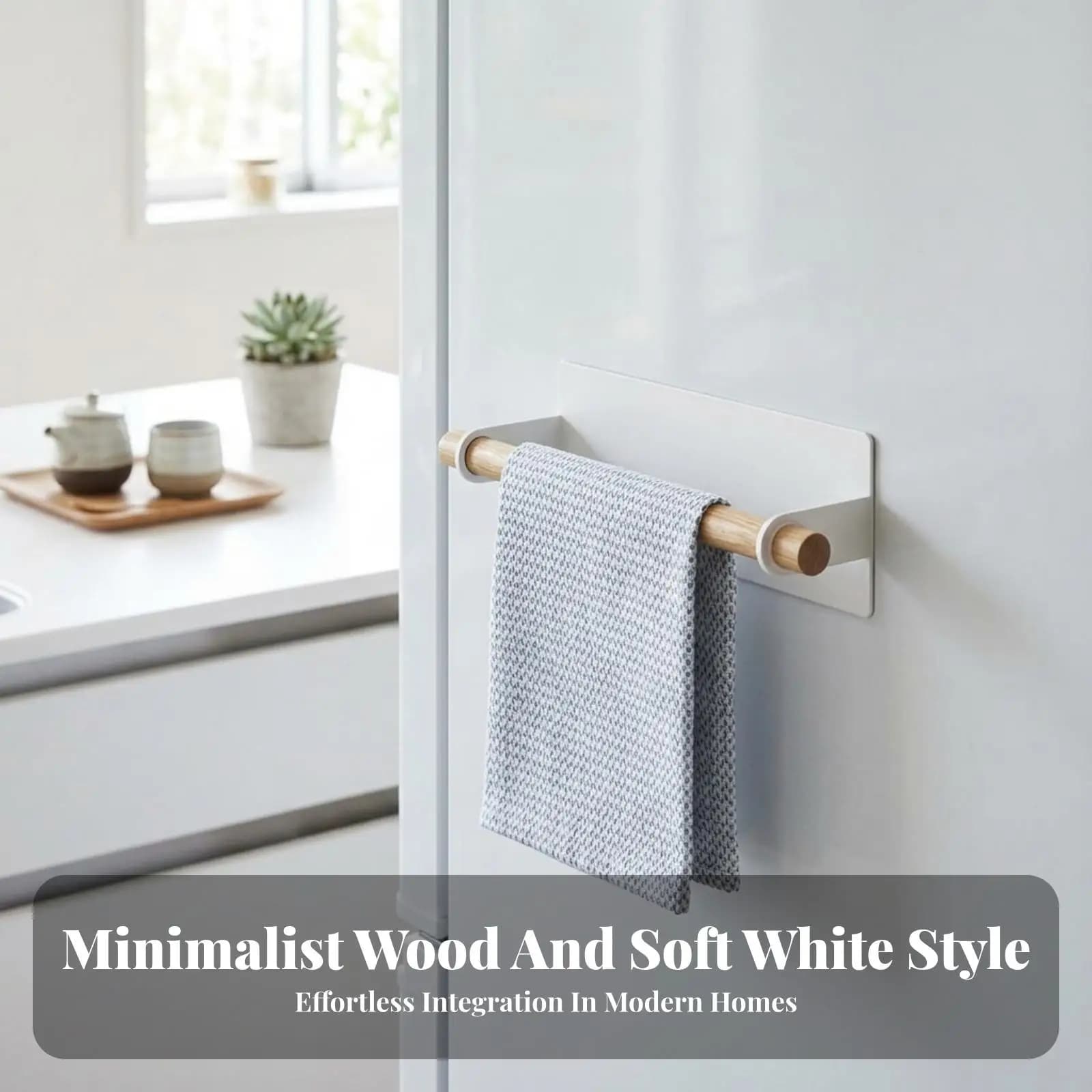 Adhesiveliberated Towel Holder with Wooden Rod Scratch-Resistant Adhesiveliberated Towel Bar with Wood Rod Organizer