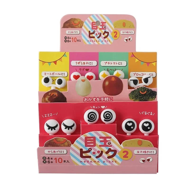 10 pz/set Mini spiedini Cute Cartoon Eyes Kawaii Lunch Bento Box Food Fruit Picks Fork Sticks Buffet Sandwich Toppers Decor fork