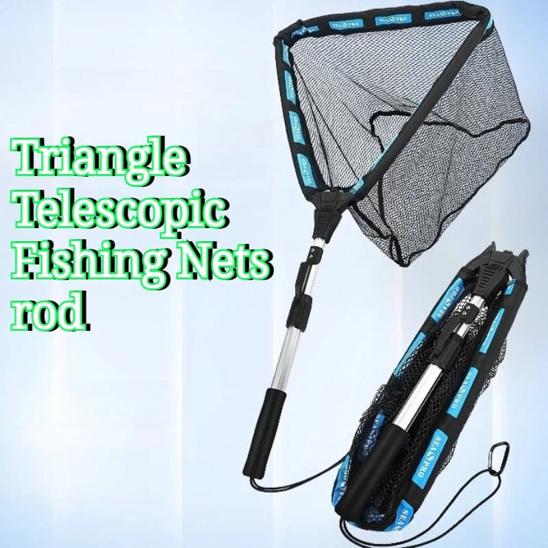 Rete da Pesca Pieghevole Telescopica a Triangolo per Esterni, Portatile, Spessa, Leggera, con Borsa per Canne da Pesca, Accessori Durevoli