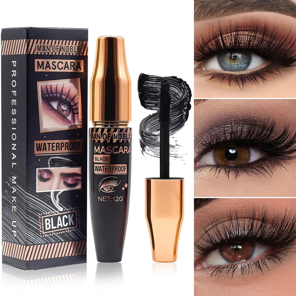 Waterproof 3D Mascara Black Silk Fiber Long curling Extensions Un curled Eye Spiral Makeup