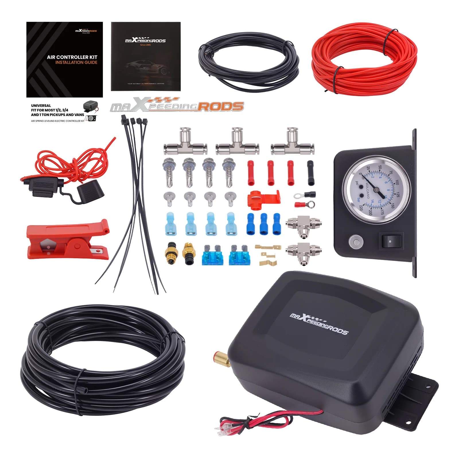 Kit di controllo con manometro per compressore integrato per pickup universali e borse da traino
