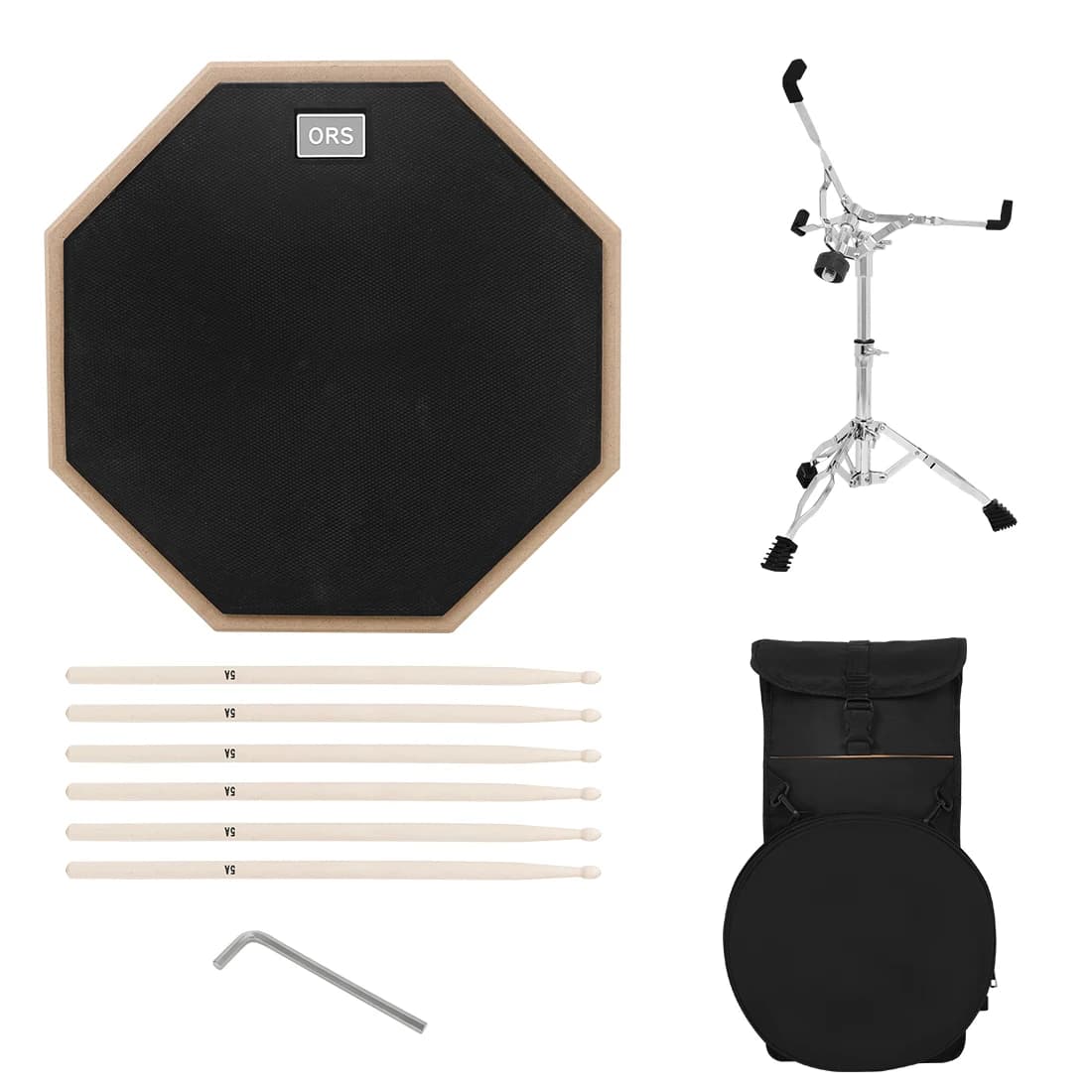 Staffa per tamburo muto Set muto Pad da 8 pollici con staffa regolabile Bacchette per batteria Zaino per batteria muto Parti e accessori per percussioni