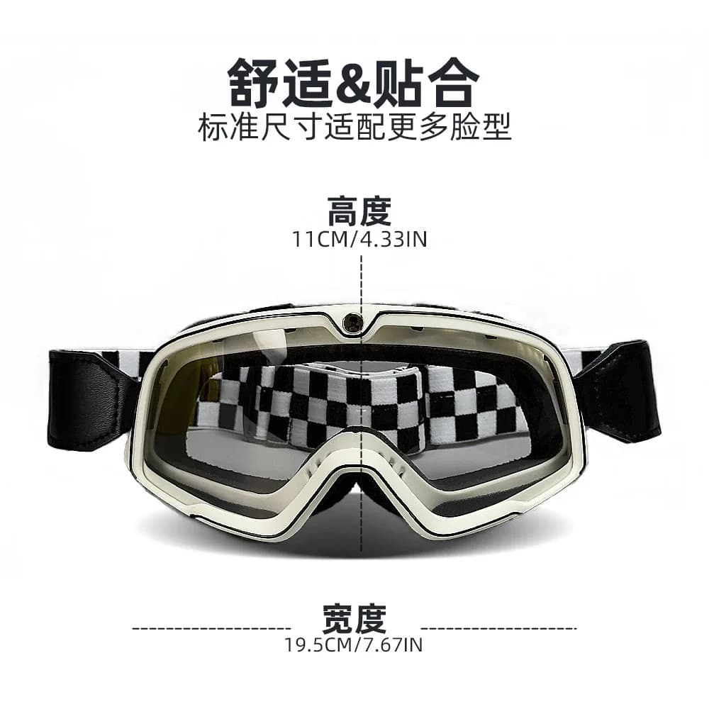 Occhiali da Moto Vintage per Uomo, Occhiali da Sole per Ciclismo all'Aperto, Antivento, Compatibili con Casco da Sci