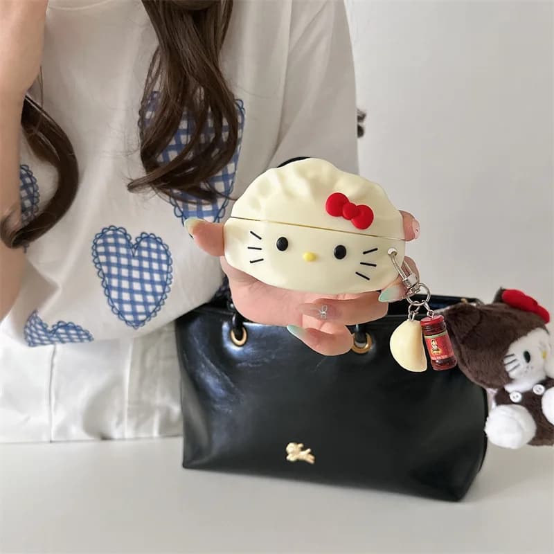3D Dumpling Cat Earphone Ear Bag Case For Apple Airpods Pro 3 2 1 4 With Hook Buckle