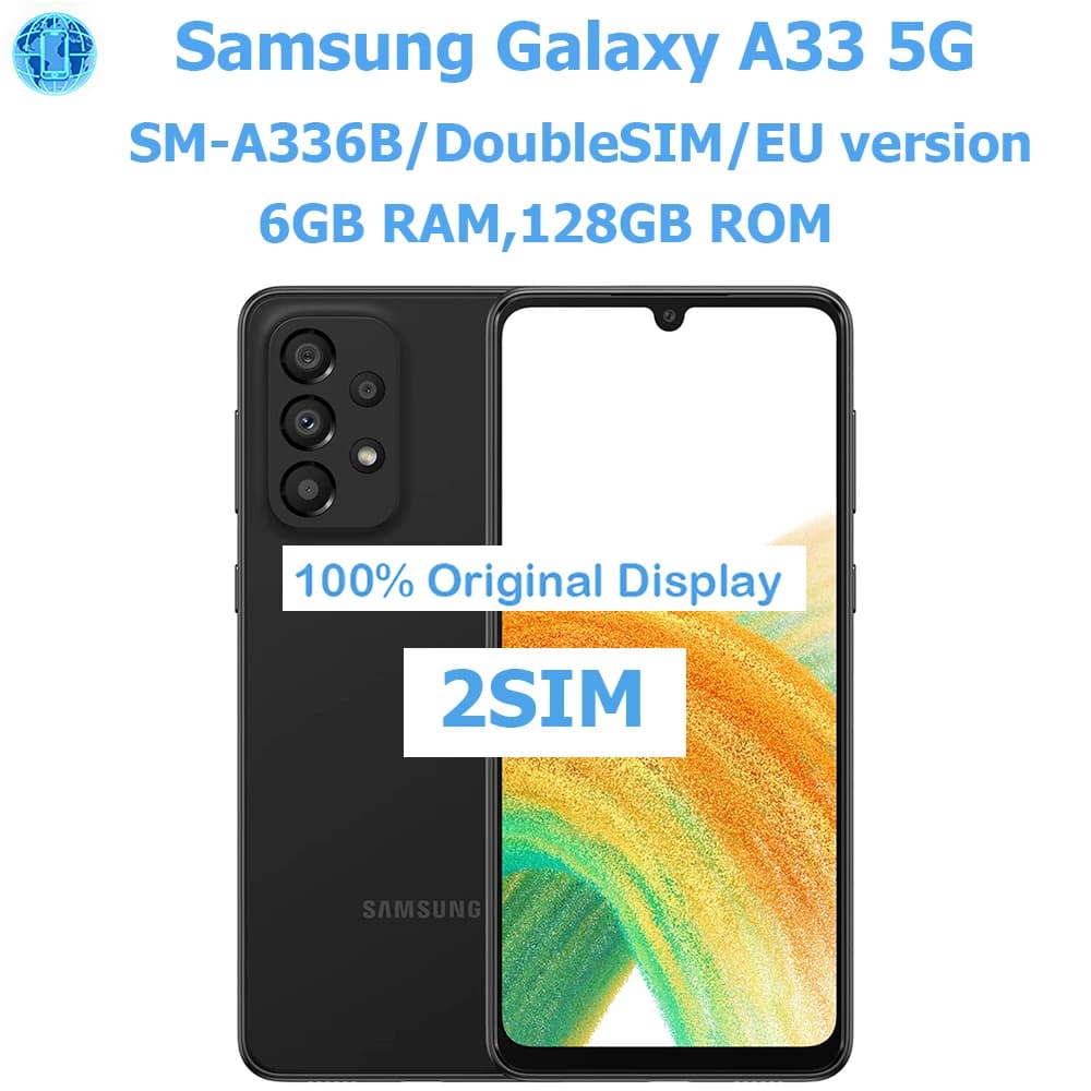 Samsung Galaxy A33 5G Smartphone Android Intelligente, Schermo 6.4 Pollici 90Hz, Dual SIM, Versione Europea, NFC, Fotocamera 48MP, Sblocco Originale