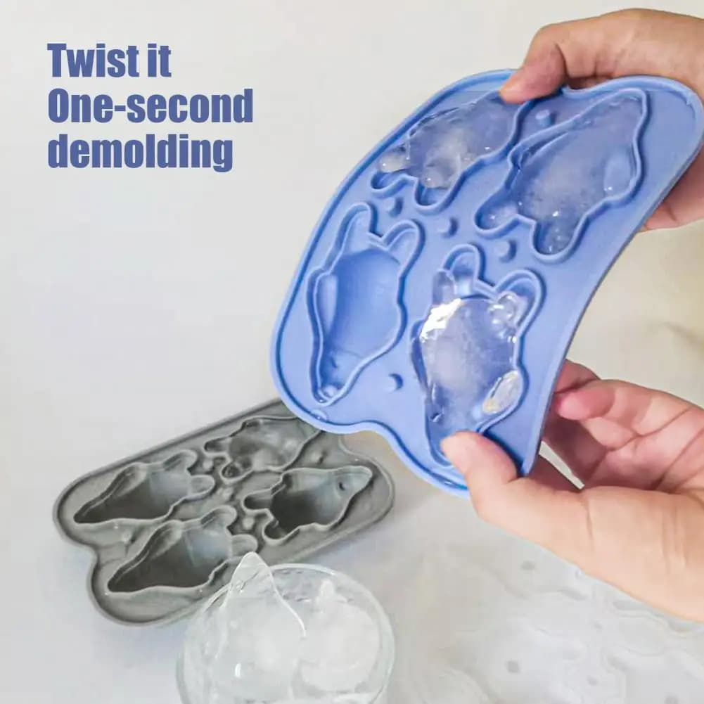 Stampo per Ghiaccio in Silicone Flessibile con Coperchio, Contenitore Impilabile a Forma di Orso per Cubetti di Ghiaccio, Anti-perdita, per Casa