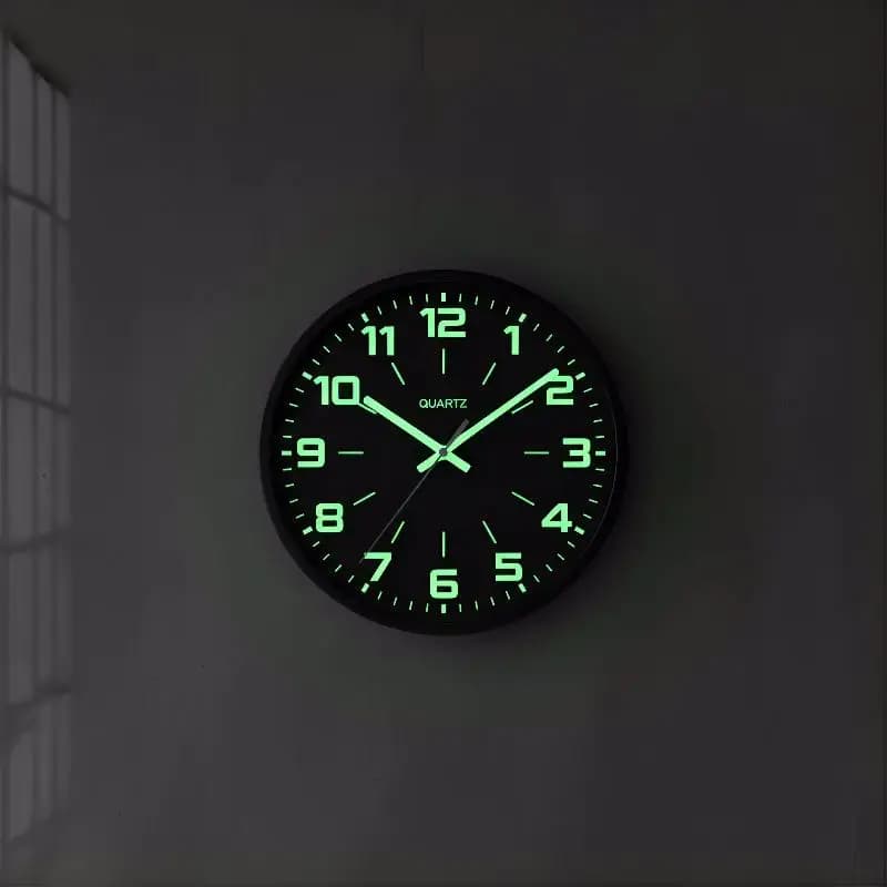 Large Glow In Dark Wall Clock 12 Inch Silent Quartz Non Ticking Luminous Decor for Living Room Bedroom Indoor Outdoor