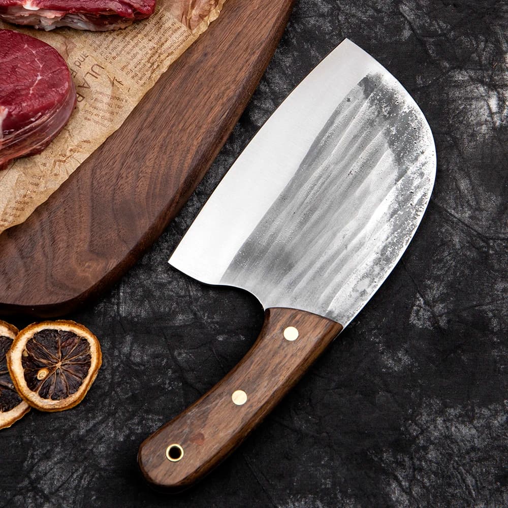 Mannaia for meat completely forged by hand - Ultra sharp Asian chef knife for meat, fish and vegetables Large blade cooking knife