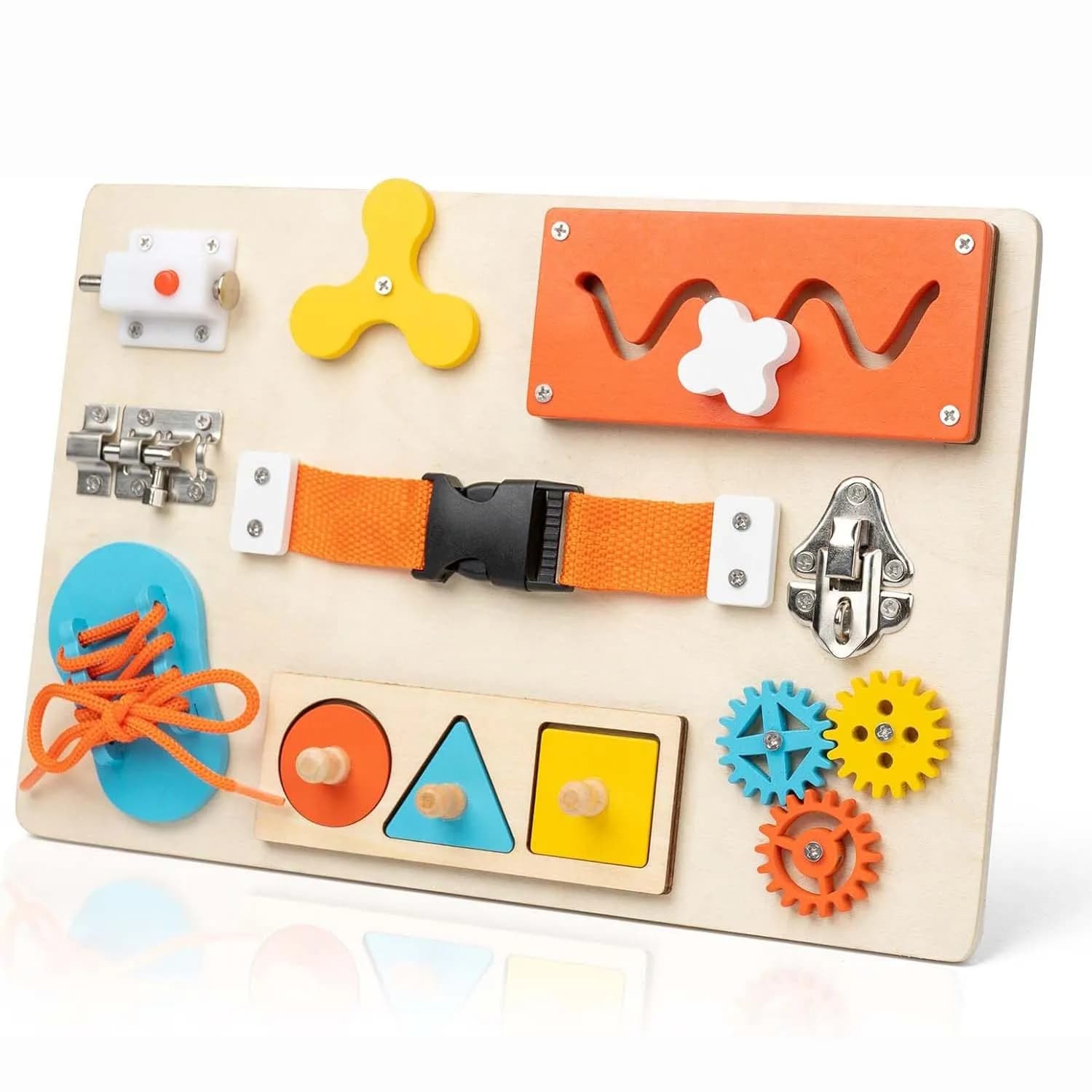 Tavola occupata Montessori per i più piccoli Tavola sensoriale di attività in legno per abilità motorie fini Giocattoli educativi per l'apprendimento da viaggio per bambini