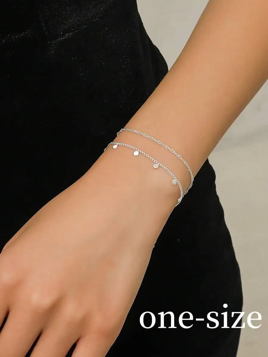 Braccialetti a catena con perline tubolari in pietra naturale minimalista da donna, in 2 pezzi, per tutti i giorni e per occasioni speciali.
