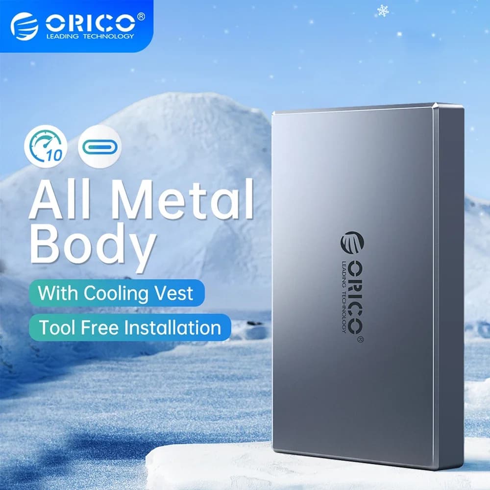 ORICO Dual protocs M.2 SATA NVMe SSD Case USB 3.0 a Type C custodia esterna per disco rigido HD dissipatore di calore in metallo integrato