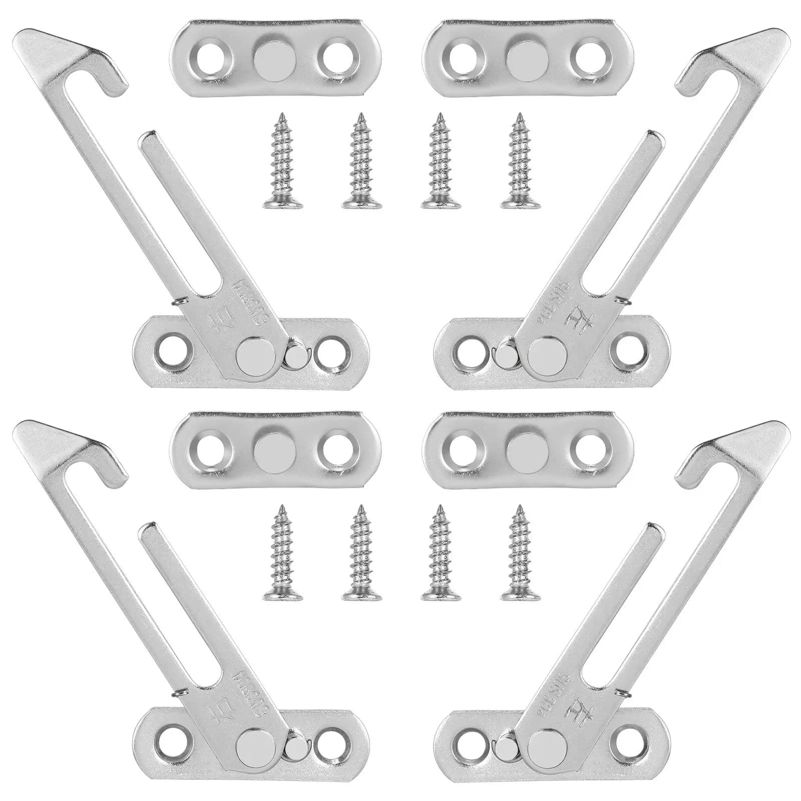 Set di 4 Limitatori per Finestre in Acciaio Inox, Chiusura di Sicurezza Nascosta, Facile da Installare, Limitatore di Apertura per Finestre