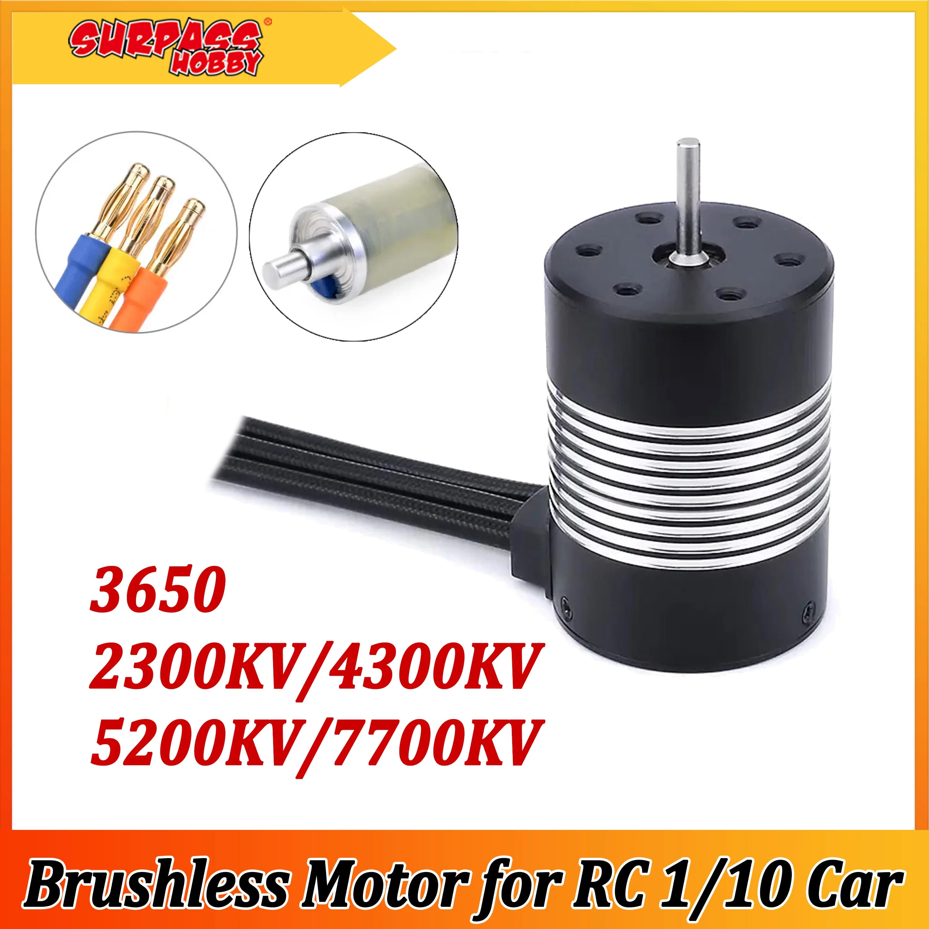 Motore Brushless Impermeabile Surpass Hobby 3650 2300KV/4300KV/5200KV/7700KV per Auto RC 1/10, Accessori per Modelli Axial Wltoys